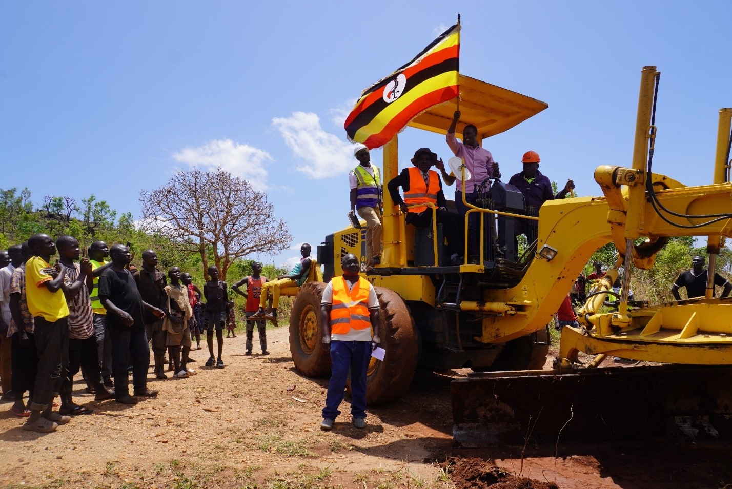 The RDC and the district officials flag off Anguru-Ejupala road (photo credit: Adukule Benon)
