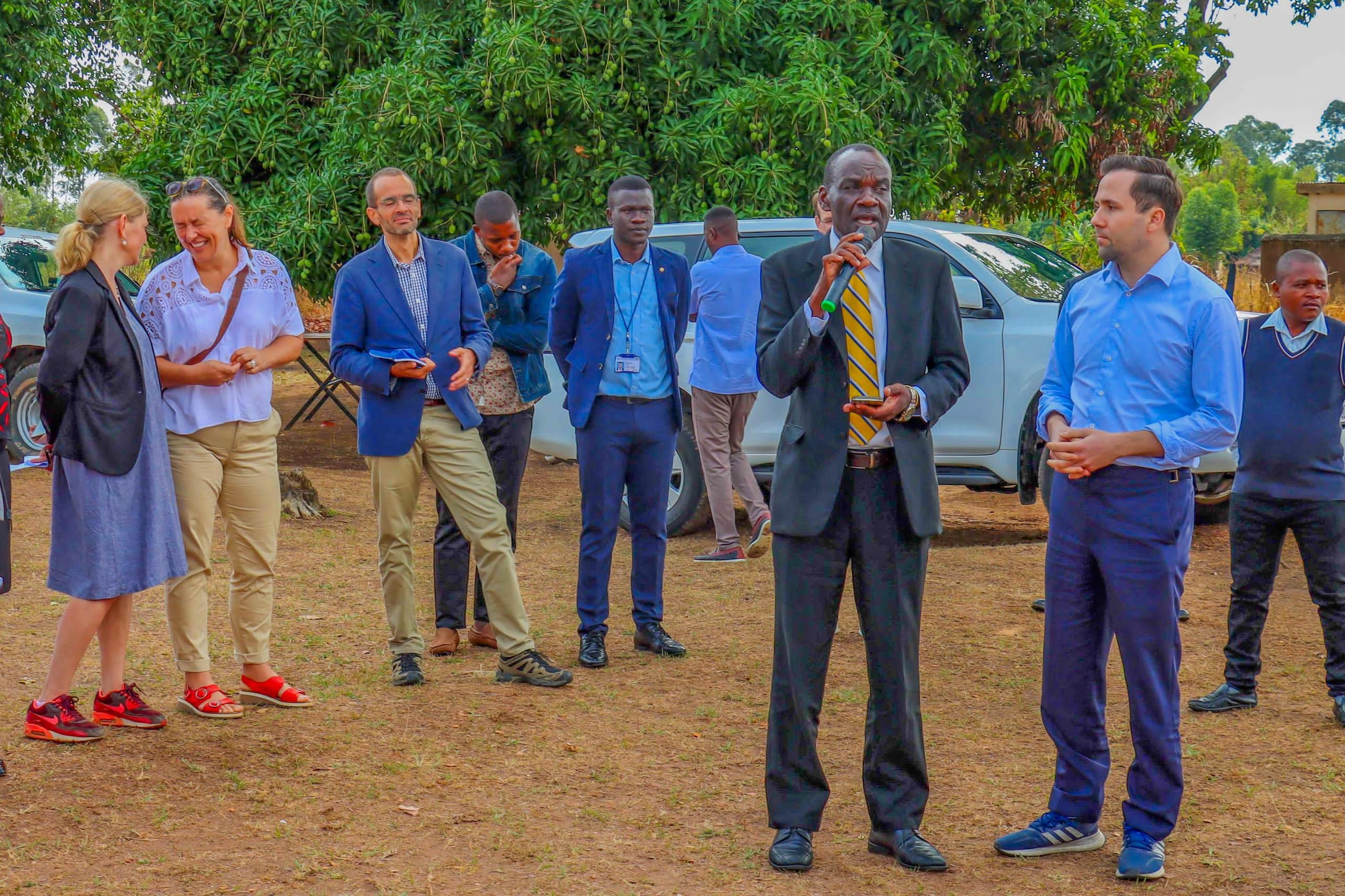 Swedish Minister of International Development and Foreign Trade, Hon. Benjamin Dousa (Left) with Hon. Alfred Okuonzi, the District Chairman